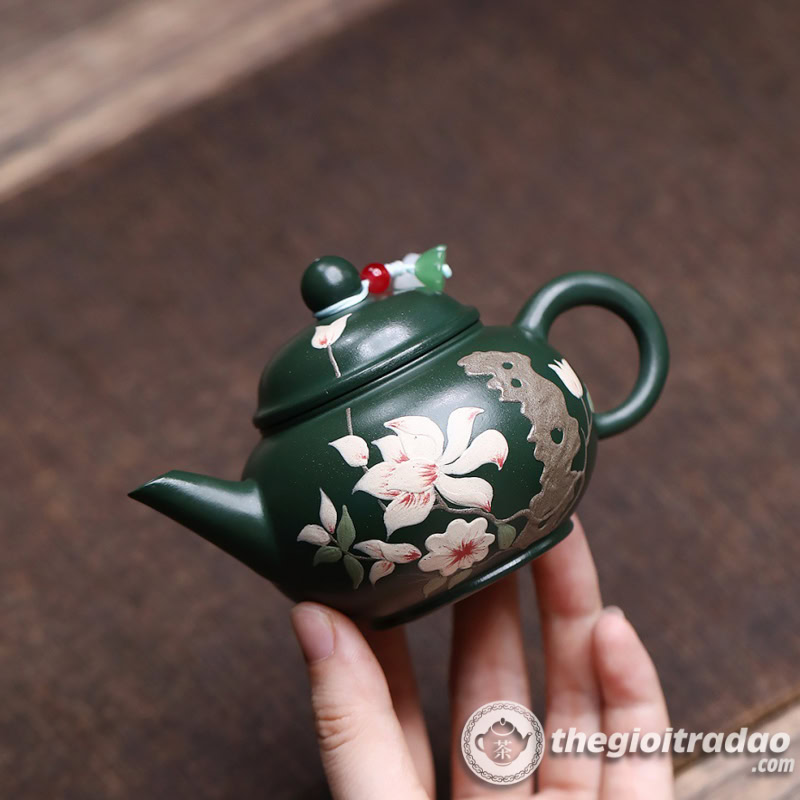 Ấm Tử Sa Thủy Bình Hoa Ngọc Lan Lục Nê 140ml 3 am tu sa thuy binh hoa moc lan luc ne 140ml--13