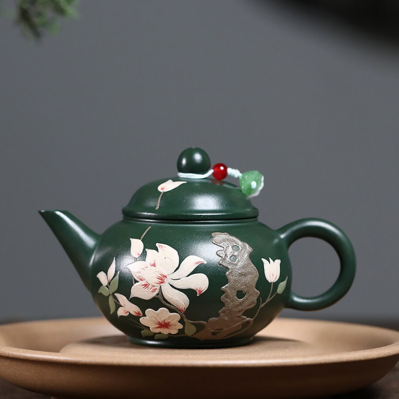Ấm Tử Sa Thủy Bình Hoa Ngọc Lan Lục Nê 140ml 1 am tu sa thuy binh hoa moc lan luc ne 140ml--17
