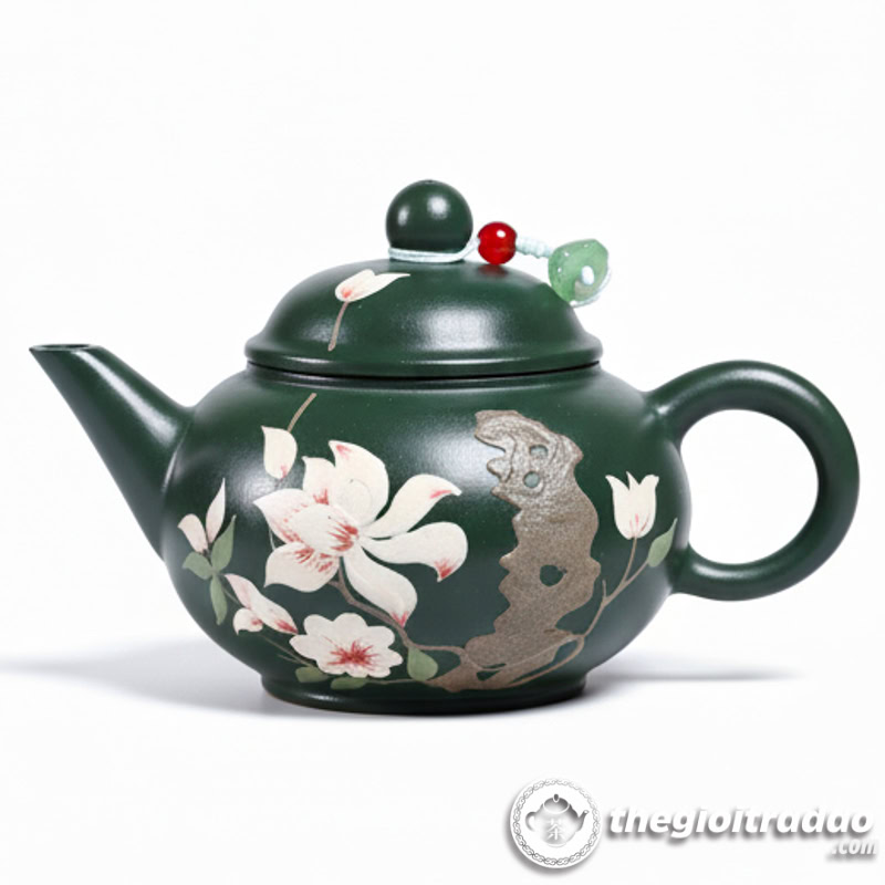 Ấm Tử Sa Thủy Bình Hoa Ngọc Lan Lục Nê 140ml 5 am tu sa thuy binh hoa moc lan luc ne 140ml-2