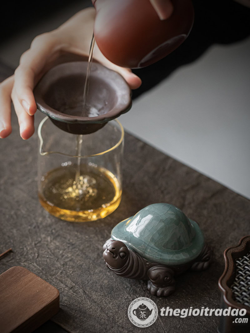 Bộ Lọc Trà Gốm Hình Con Rùa, Dụng Cụ Lọc Trà Độc Đáo 13 bo loc tra gom hinh con rua, dung cu loc tra thu cong doc dao--11