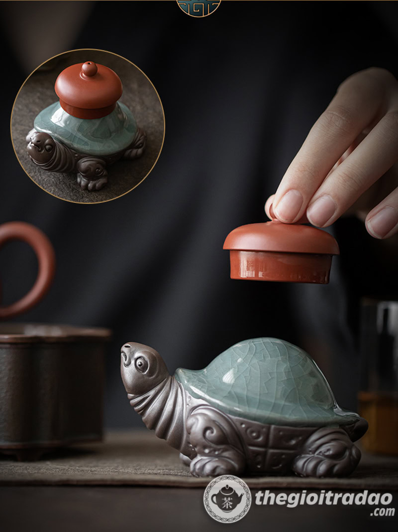 Bộ Lọc Trà Gốm Hình Con Rùa, Dụng Cụ Lọc Trà Độc Đáo 15 bo loc tra gom hinh con rua, dung cu loc tra thu cong doc dao--12