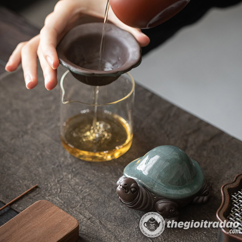 Bộ Lọc Trà Gốm Hình Con Rùa, Dụng Cụ Lọc Trà Độc Đáo 3 bo loc tra gom hinh con rua, dung cu loc tra thu cong doc dao--4