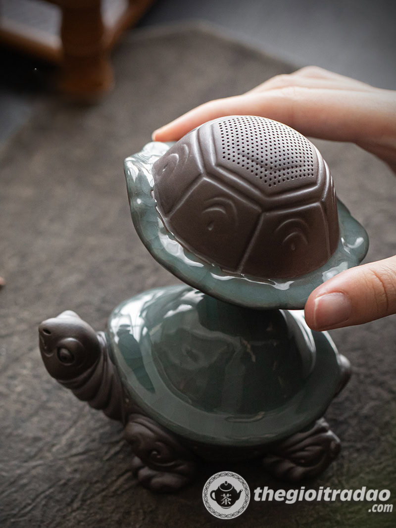 Bộ Lọc Trà Gốm Hình Con Rùa, Dụng Cụ Lọc Trà Độc Đáo 12 bo loc tra gom hinh con rua, dung cu loc tra thu cong doc dao--7