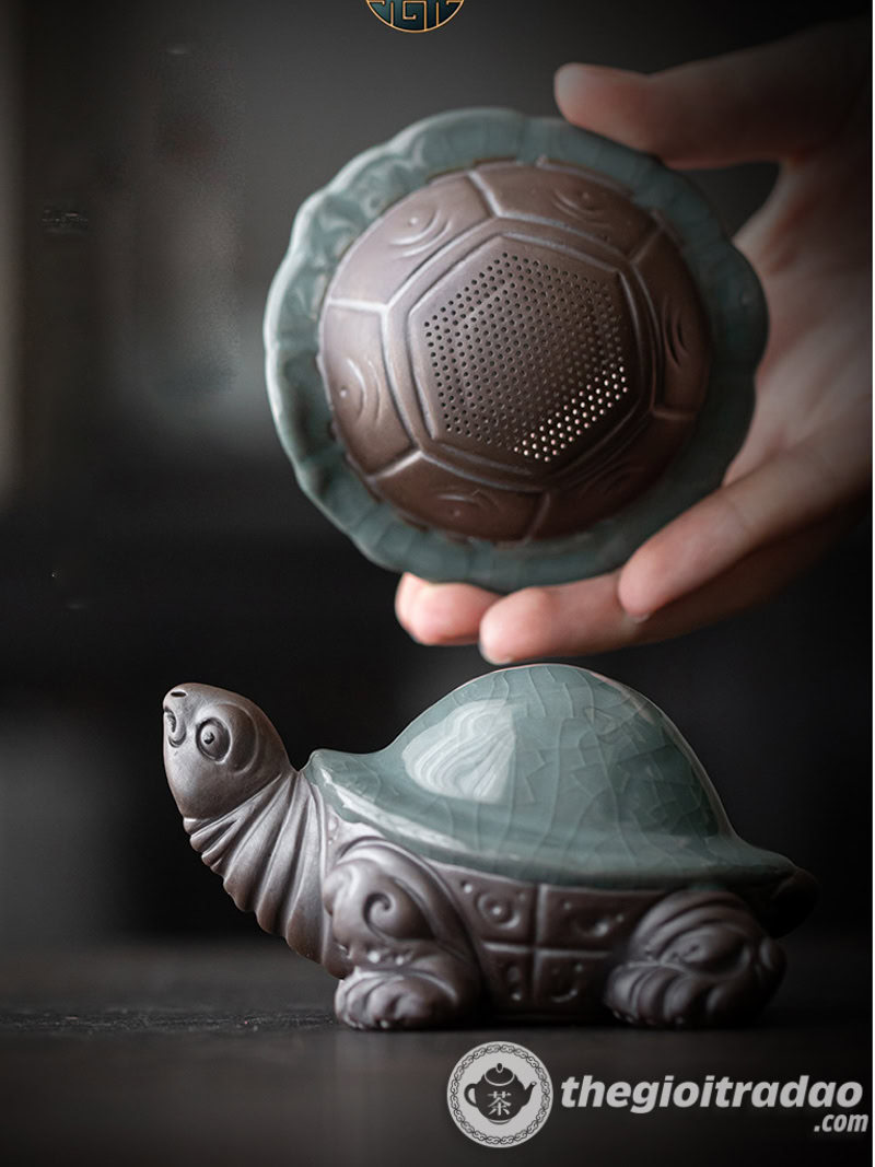 Bộ Lọc Trà Gốm Hình Con Rùa, Dụng Cụ Lọc Trà Độc Đáo 11 bo loc tra gom hinh con rua, dung cu loc tra thu cong doc dao--8