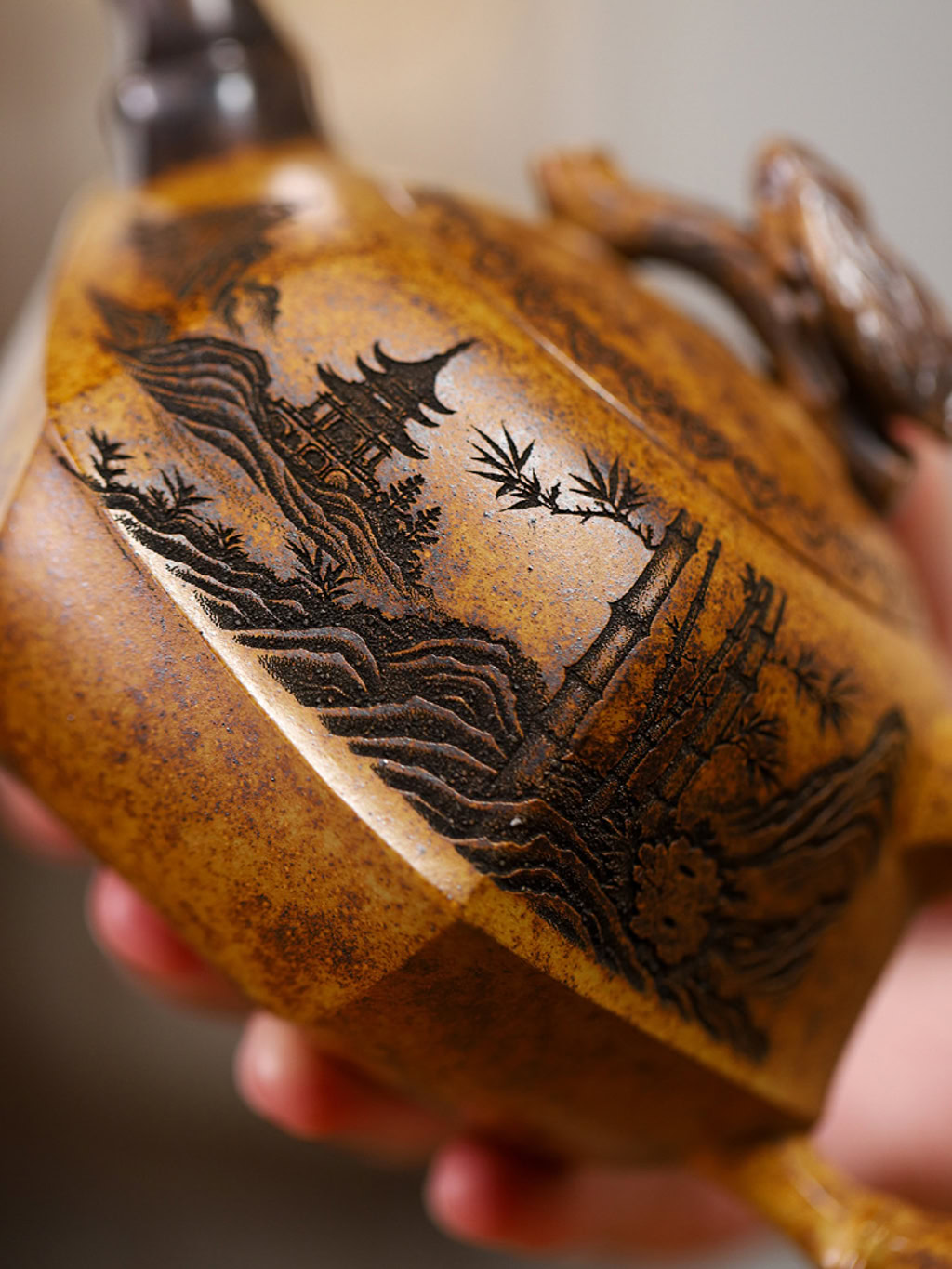 Ấm Tử Sa Ve Sầu Trúc Đỉnh Đoạn Nê Nung Củi 240ml--13