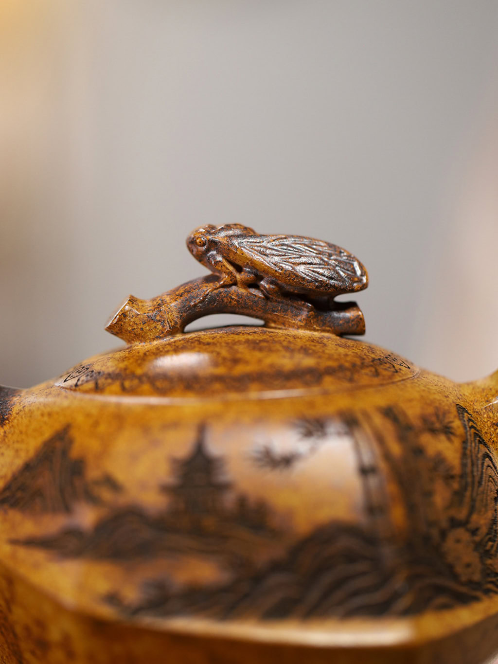 Ấm Tử Sa Ve Sầu Trúc Đỉnh Đoạn Nê Nung Củi 240ml--14