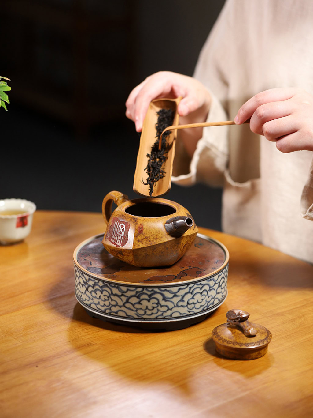 Ấm Tử Sa Ve Sầu Trúc Đỉnh Đoạn Nê Nung Củi 240ml--18