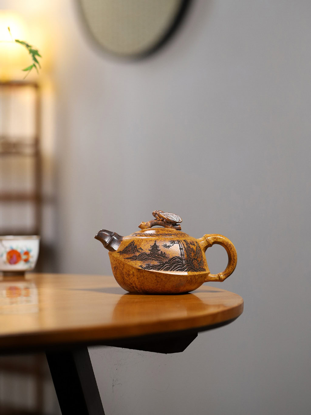 Ấm Tử Sa Ve Sầu Trúc Đỉnh Đoạn Nê Nung Củi 240ml--5