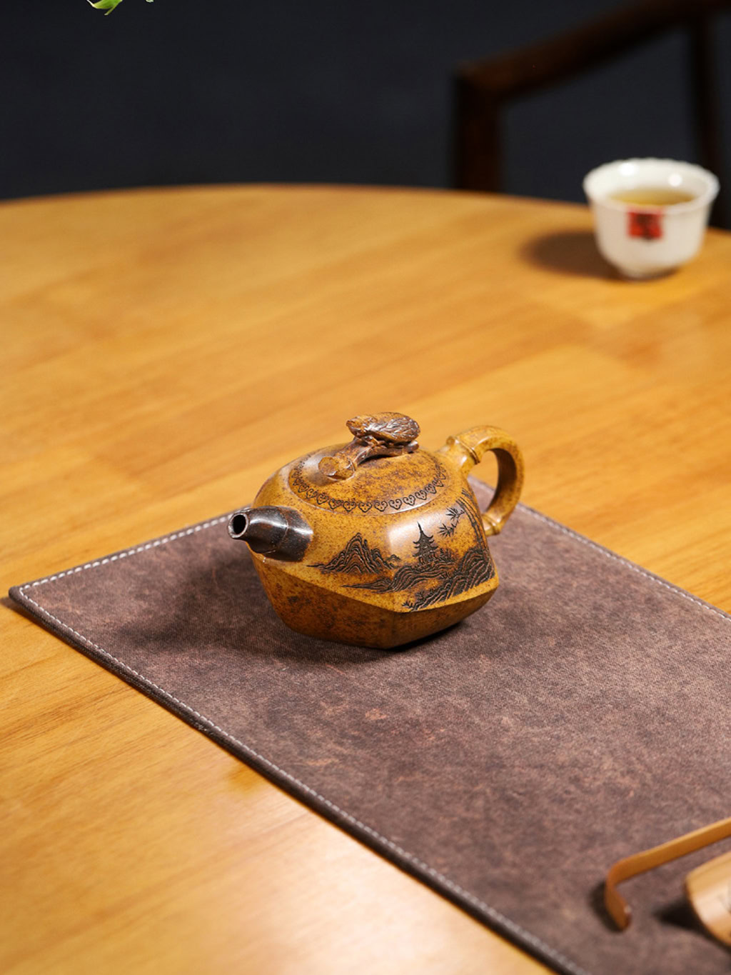 Ấm Tử Sa Ve Sầu Trúc Đỉnh Đoạn Nê Nung Củi 240ml--7