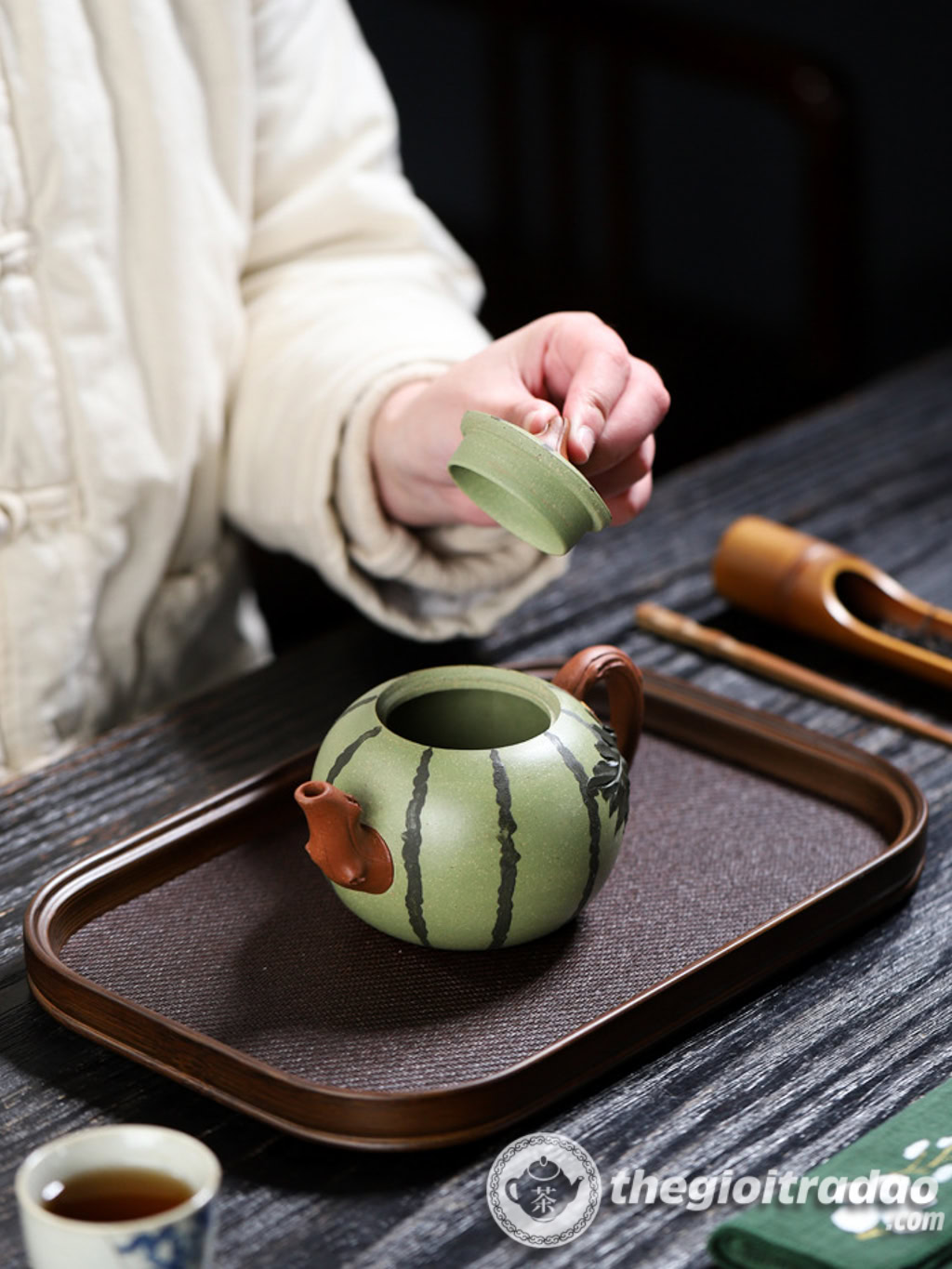 Ấm Tử Sa Quả Dưa Hấu Lục Nê 380ml 18 am tu sa qua dua hau luc ne 380ml--25