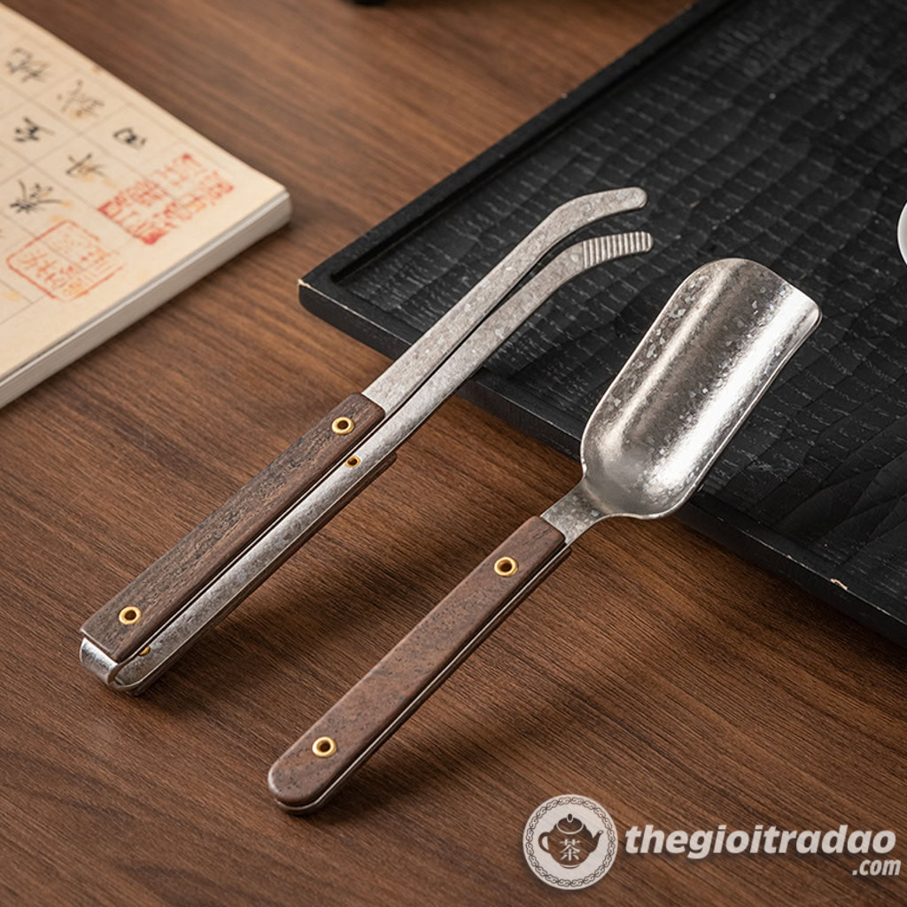 Bộ Kẹp Trà Và Xúc Trà Titan Nguyên Chất, Dụng Cụ Pha Trà Đạo Cao Cấp 10 bo kep tra va xuc tra titan nguyen chat, dung cu pha tra dao cao cap-