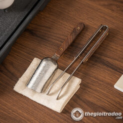 Bộ Kẹp Trà Và Xúc Trà Titan Nguyên Chất, Dụng Cụ Pha Trà Đạo Cao Cấp 6 bo kep tra va xuc tra titan nguyen chat, dung cu pha tra dao cao cap--2