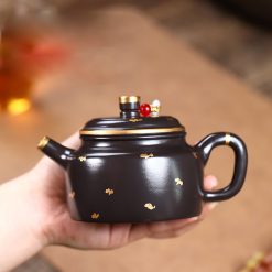 Ấm Tử Sa Đức Chung Vẽ Vàng Hắc Nê 260ml 7 Am Tu Sa Duc Chung Ve Vang Hac Ne 260ml 4