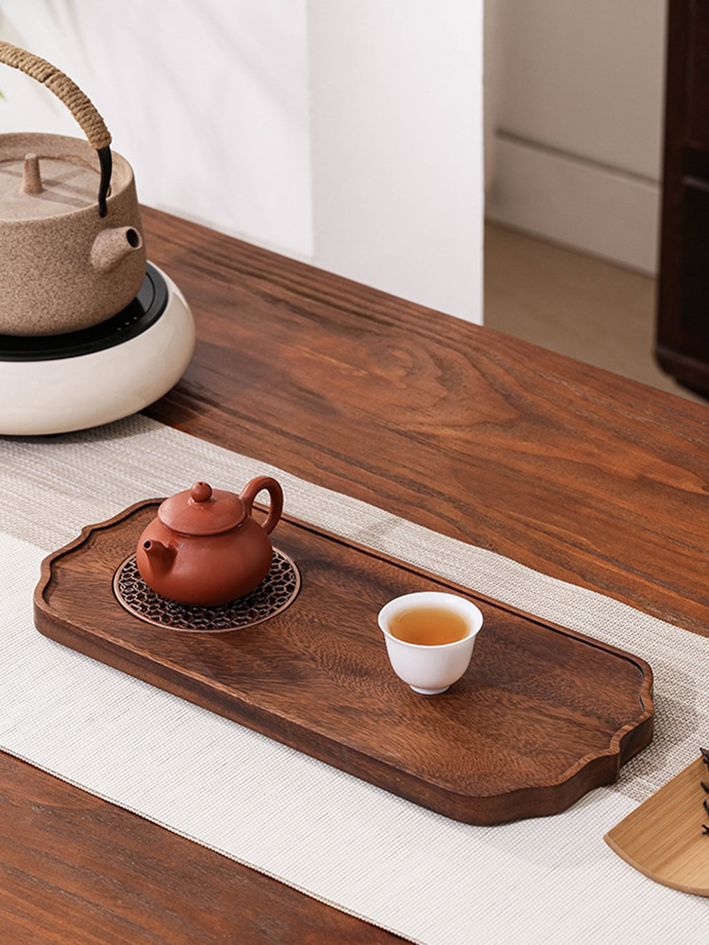 Khay Tra Kho Go Tu Nhien Kem O Thoat Nuoc 35x15.5cm 15