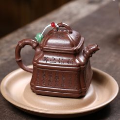 Ấm Tử Sa Tứ Phương Trúc Đỉnh Tử Nê 240ml - Ảnh 3