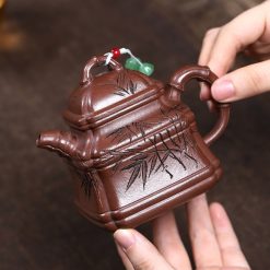 Ấm Tử Sa Tứ Phương Trúc Đỉnh Tử Nê 240ml - Ảnh 4
