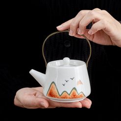 Bộ Ấm Trà Du Lịch Gốm Sứ, Họa Tiết Núi Non 270ml - Ảnh 3