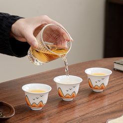 Bộ Ấm Trà Du Lịch Gốm Sứ, Họa Tiết Núi Non 270ml - Ảnh 2