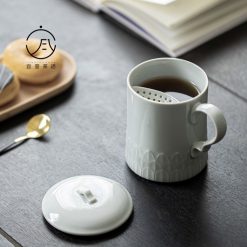 Cốc Lọc Trà Sứ Liên Hoa 390ml – Có Nắp, Lõi Lọc Tách Bã, Pha Trà Văn Phòng - Ảnh 3