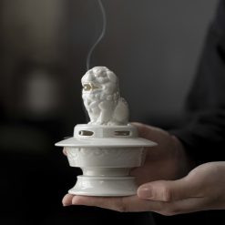 Lư Xông Trầm Bằng Gốm Sứ Cảnh Đức, Men Tro Thảo Mộc - Ảnh 4