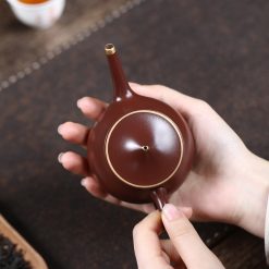 Ấm Tử Sa Ngư Ông Viền Vàng Tử Nê 150ml - Ảnh 3