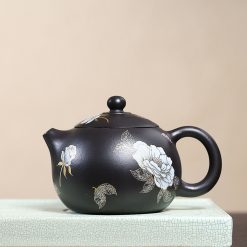 Ấm Tử Sa Tây Thi Hoa Mẫu Đơn Hắc Chu Nê 260ml