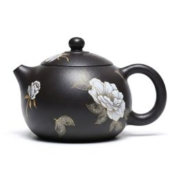 Ấm Tử Sa Tây Thi Hoa Mẫu Đơn Hắc Chu Nê 260ml - Ảnh 4