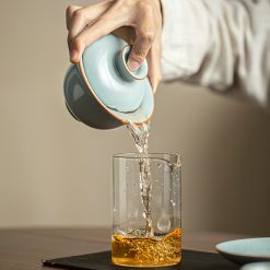 Bộ Chén Khải Men Rạn Nhữ Diêu Xanh Thiên Thanh 145ml - Ảnh 4